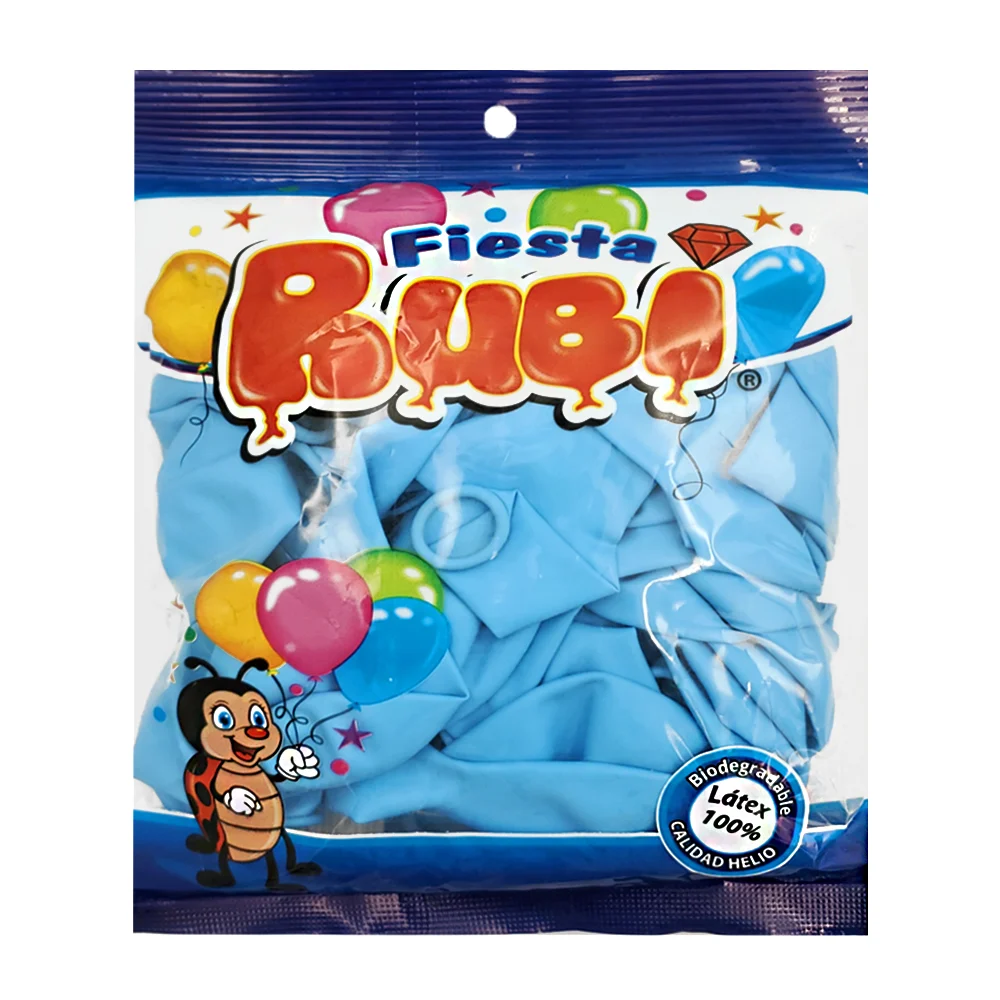 Paquete con 25 globos de latex fiesta rubí color azul bebe, 9in / azu…