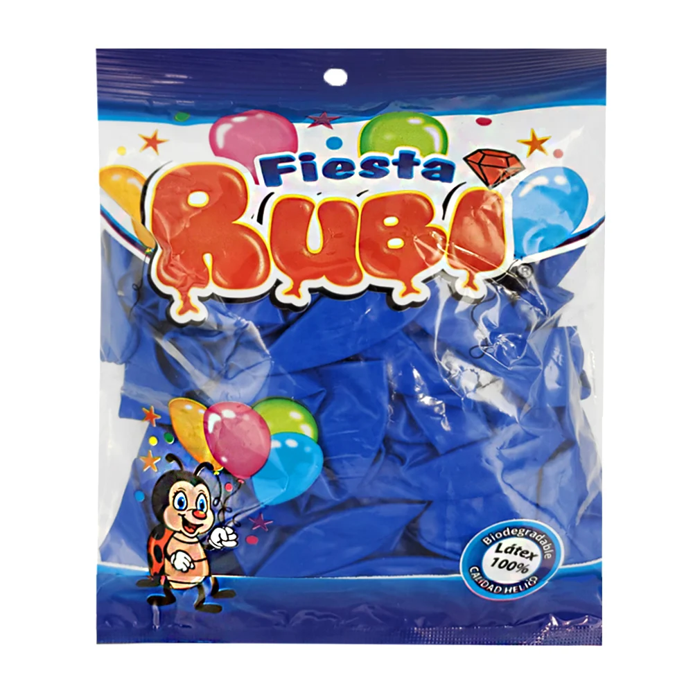 Paquete con 50 globos de 9in fiesta rubi en color azul océano / ocean…