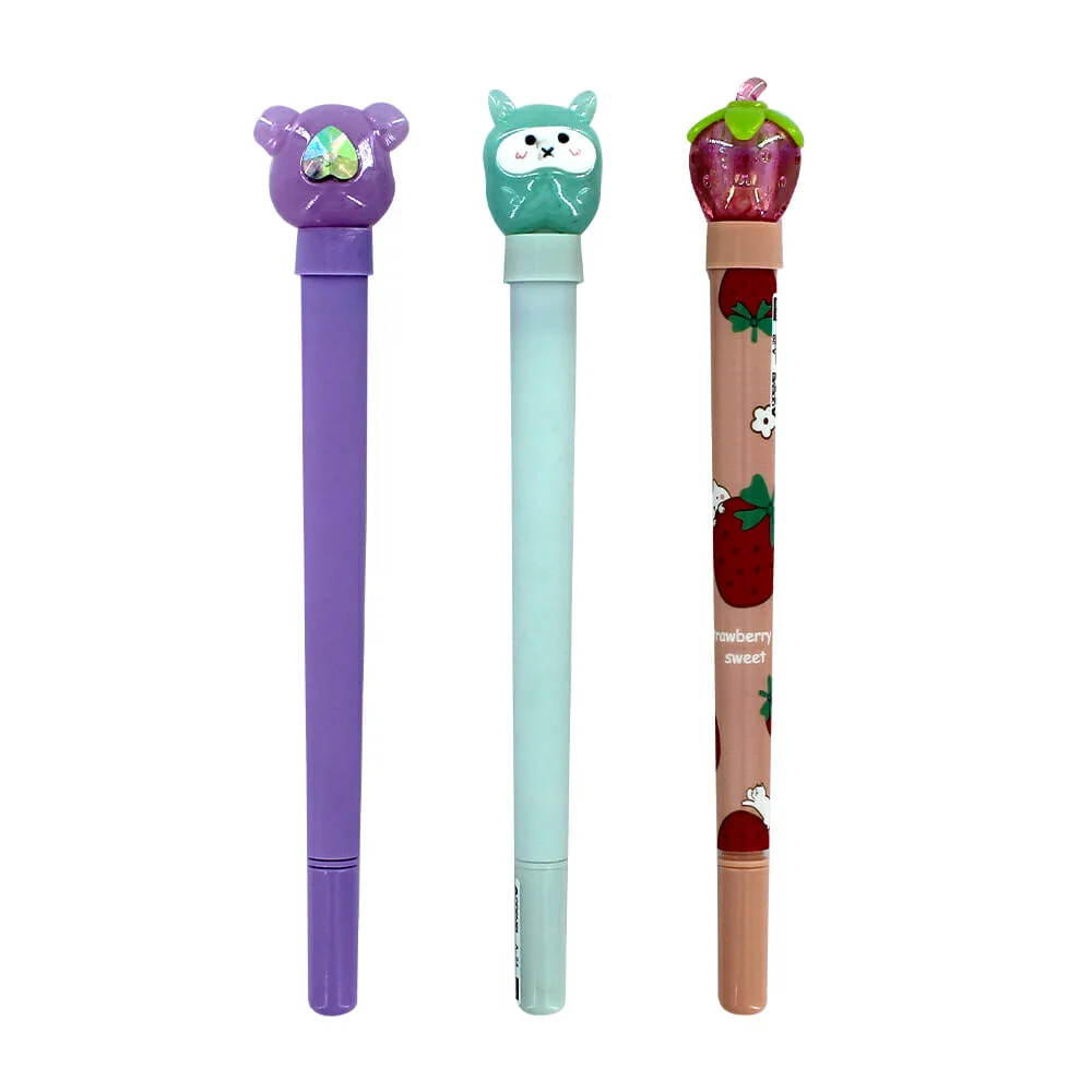 1pza Pluma de gel + led con diseño de oso, fresa, conejo variedad de …