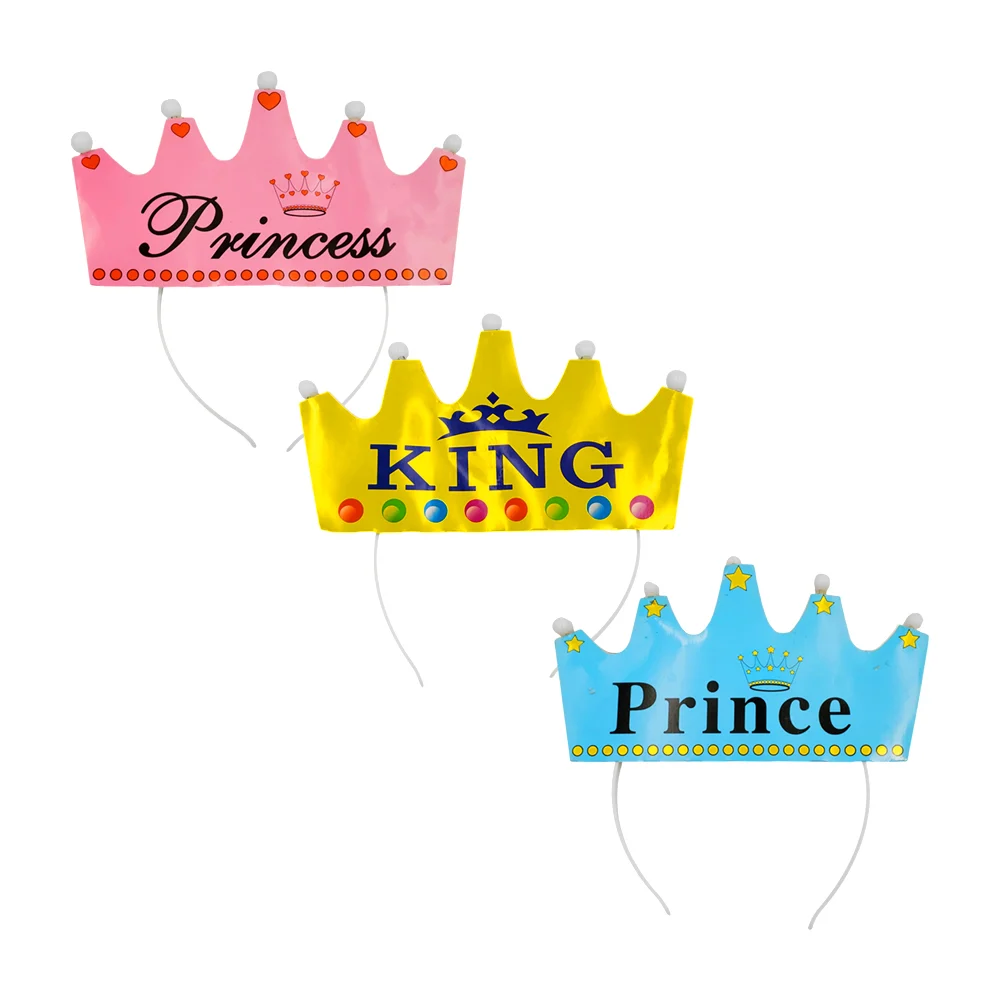 1pza Diadema de corona con frases y luz led / af0085
