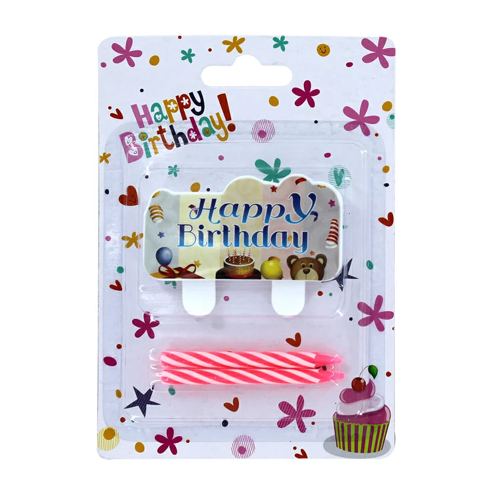 Cake topper happy birthday y par de velas para pastel, variedad de co…