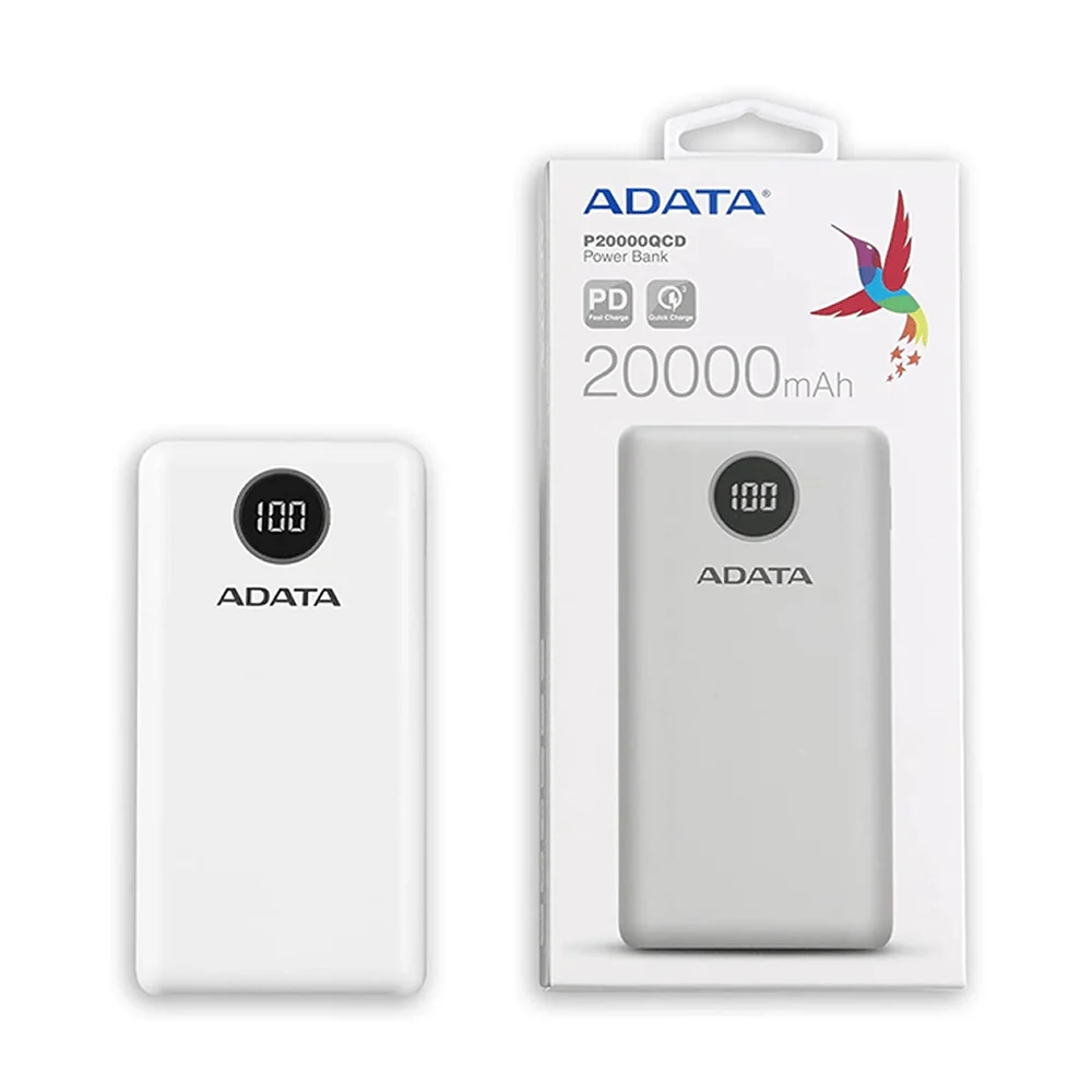 Power bank batería portátil adata color blanco con 2 puertos usb, pue…