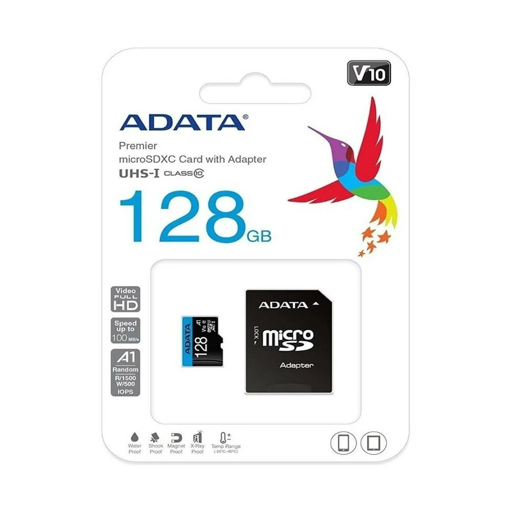Memoria microsdxc v10 adata con capacidad de 128gb y velocidad de 100…