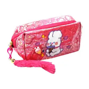 Cosmetiquera plastificada con detalles de corazón, figura estampada d…