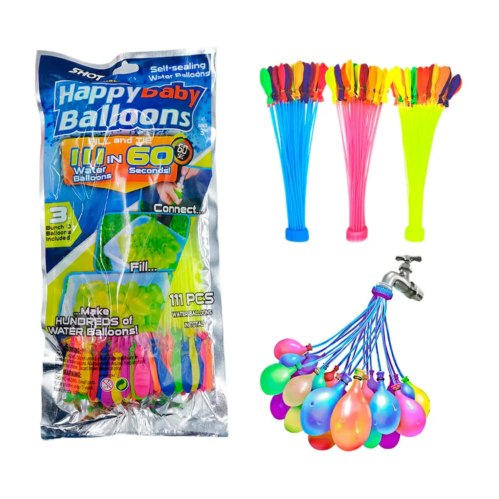 Blíster con 3 juegos de 37 globos, 111pzas para rellenar de agua, var…