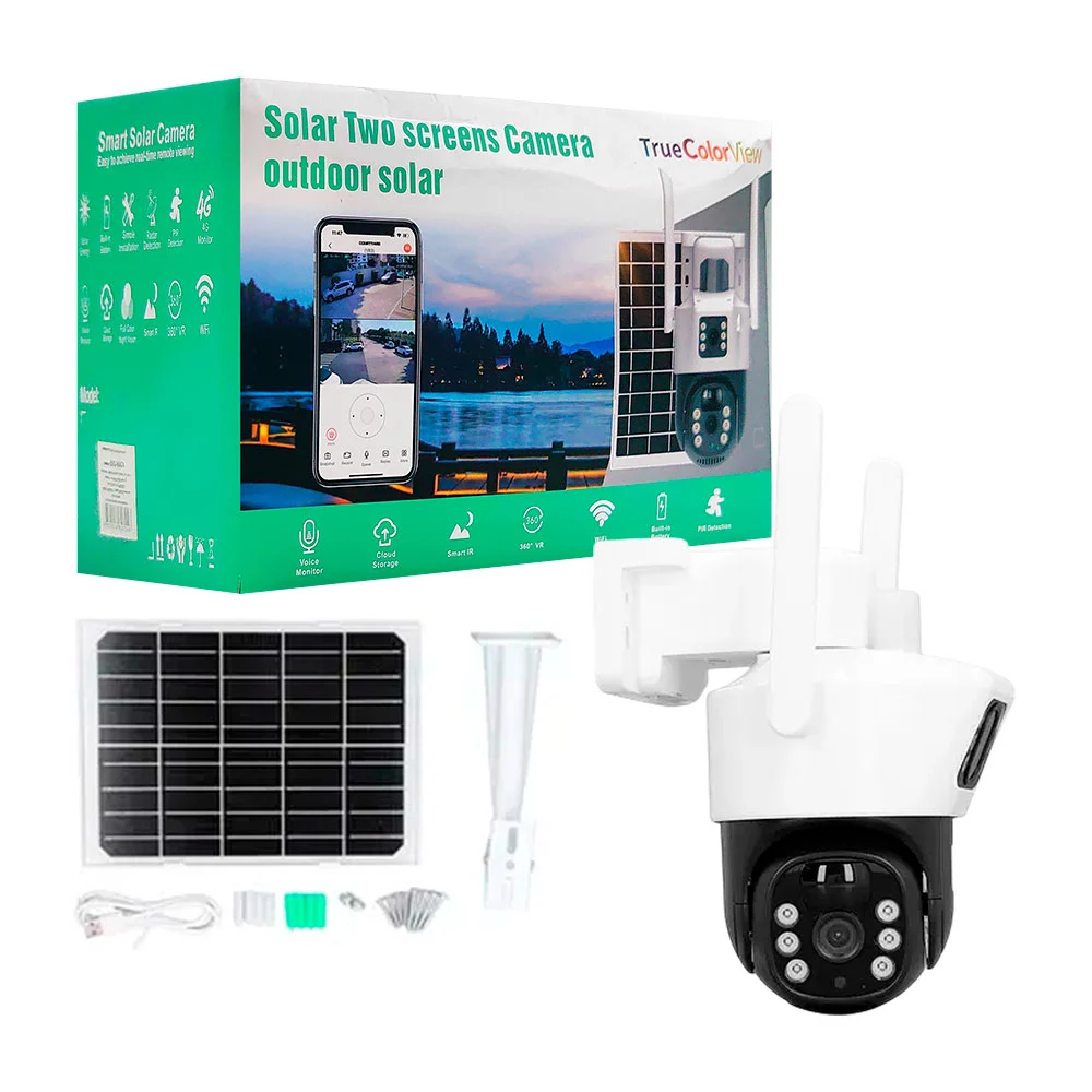 1pza Cámara binocular fija colgante con panel solar para exteriores, …