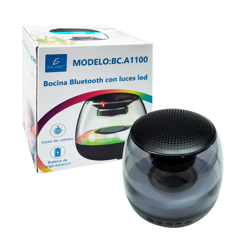Bocina bluetooth transparente con luz rgb y sonido envolvente 360° / …