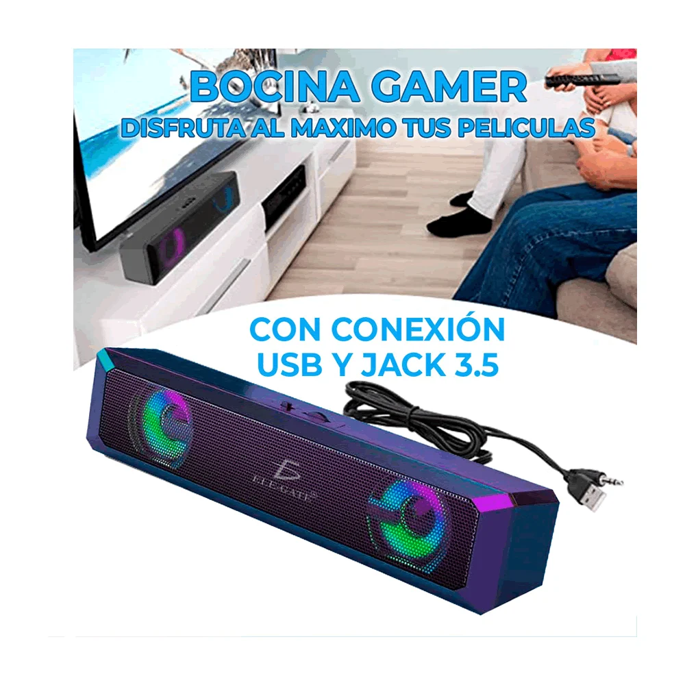 1pza Barra de sonido rectangular, con entrada usb, control de volumen…