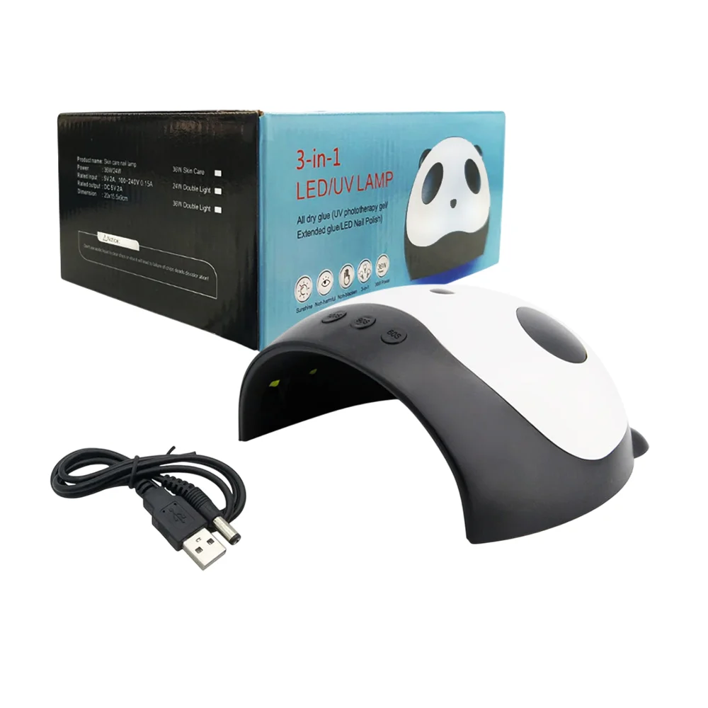 Lámpara de uñas led uv 3 en 1 con diseño de panda 36w / zy-17829 / v0…