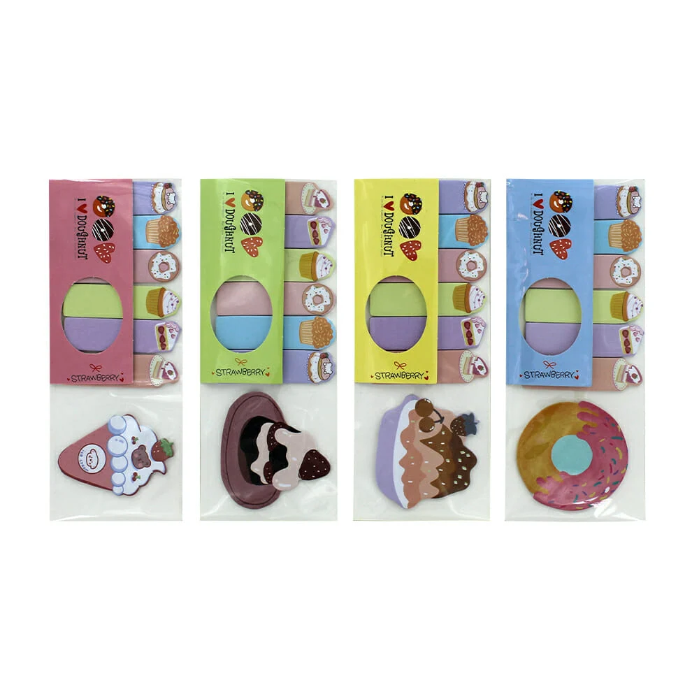 Blíster 7 post-it / notas adhesivas separadores con diseño de postres…