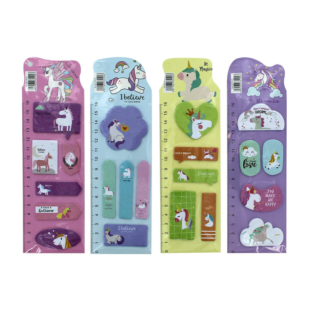 Blíster 5 post-it / notas adhesivas con diseño de unicornio kawaii, v…