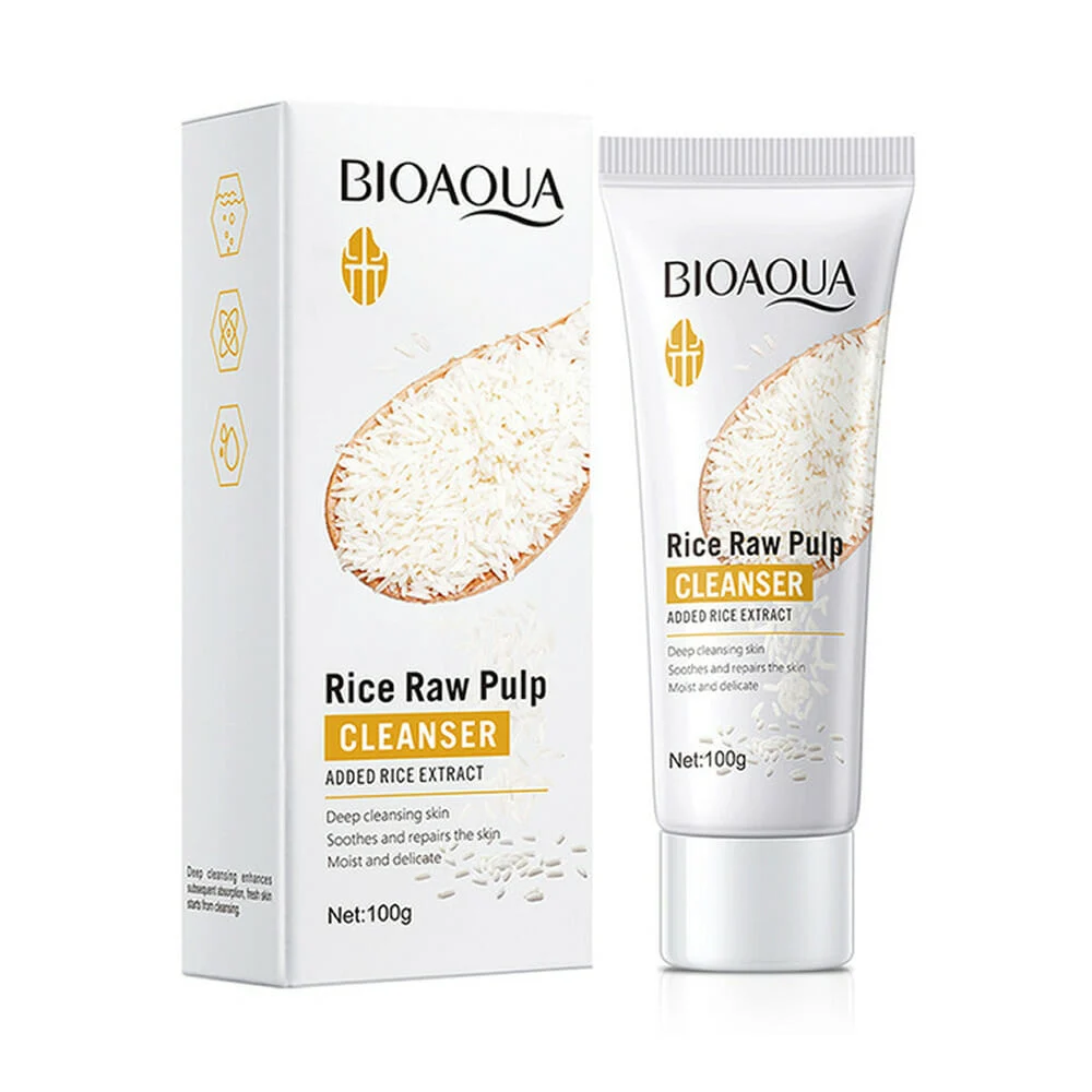 Limpiador facial humectante bioaqua con extracto de arroz para limpie…