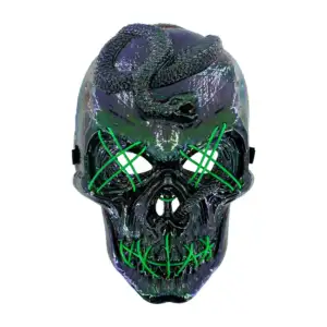1pza Máscara con luz neón y diseño de calavera con serpiente, varieda…