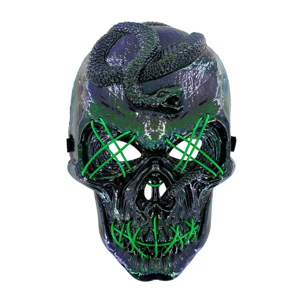 1pza Máscara con luz neón y diseño de calavera con serpiente, varieda…