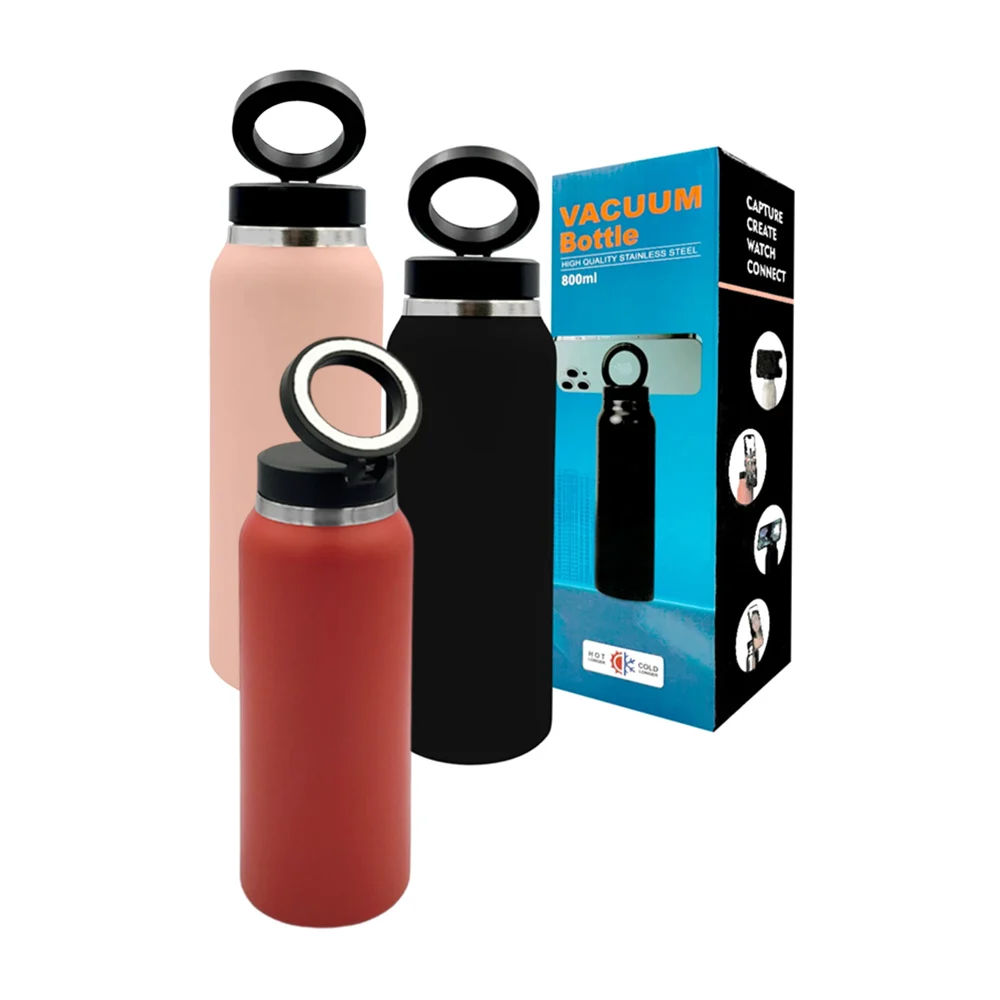 Botella termo de 800ml con soporte para celular, color surtido / bwb8…