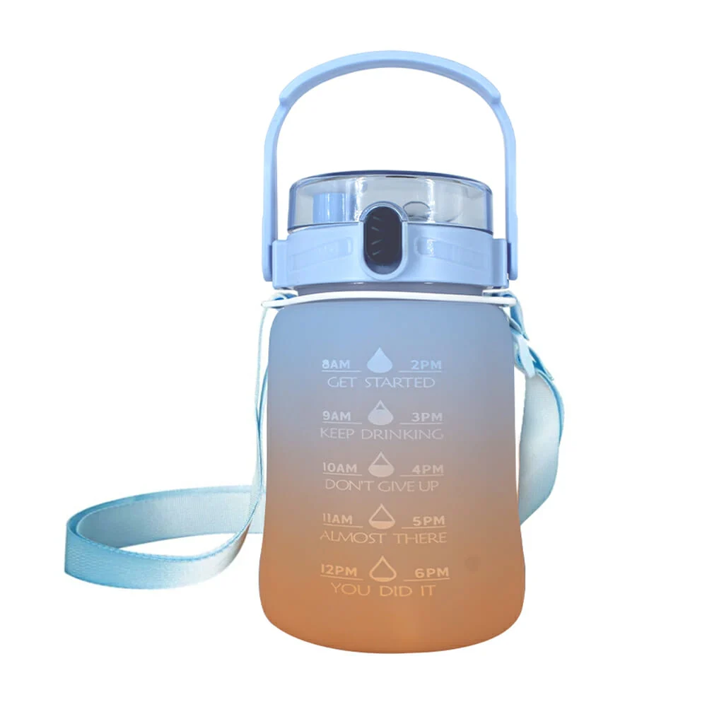 Botella motivacional bicolor personalizable, con tapa y popote, varie…