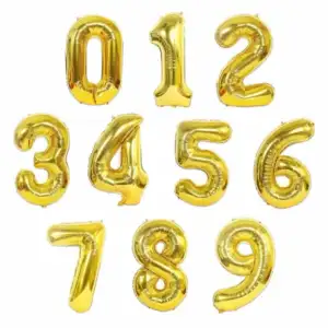 1pza Globo metálico de 16 pulgadas en forma de número, variedad de co…
