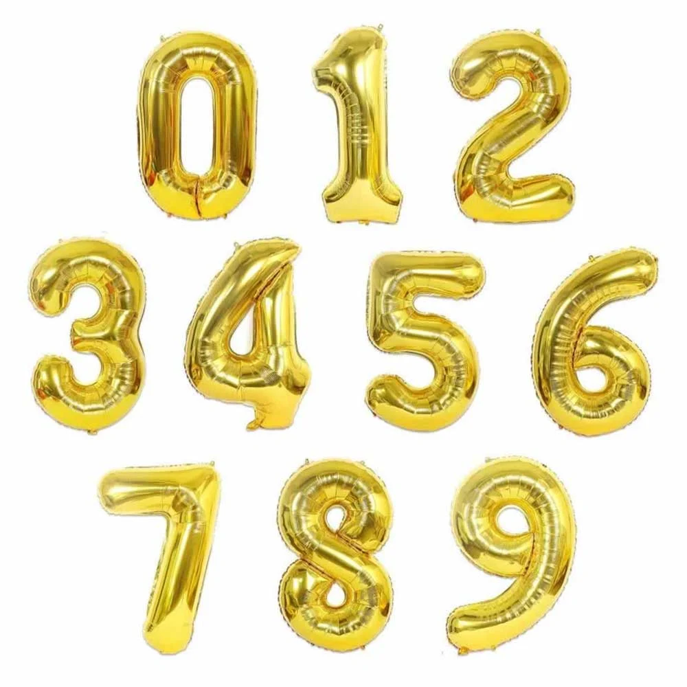 1pza Globo metálico de 16 pulgadas en forma de número, variedad de co…