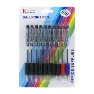 Blister con 10 plumas, variedad de colores / ballpoint pen