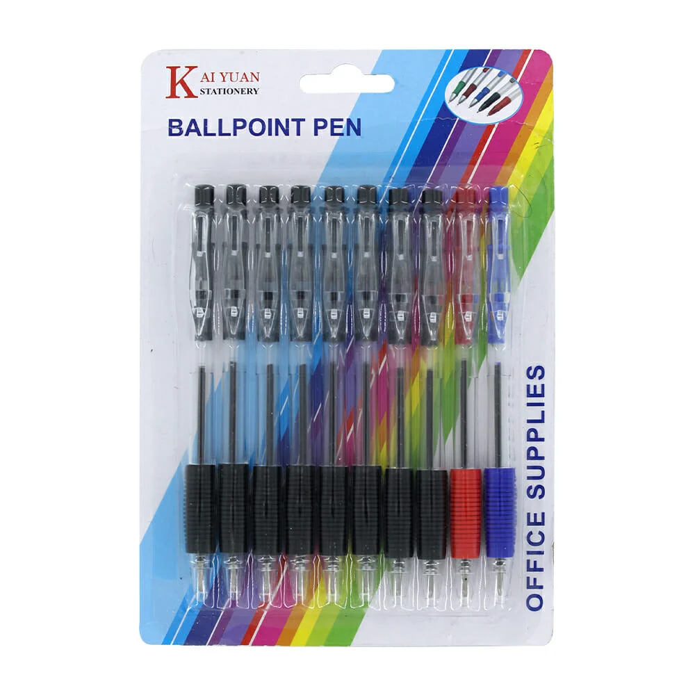 Blister con 10 plumas, variedad de colores / ballpoint pen
