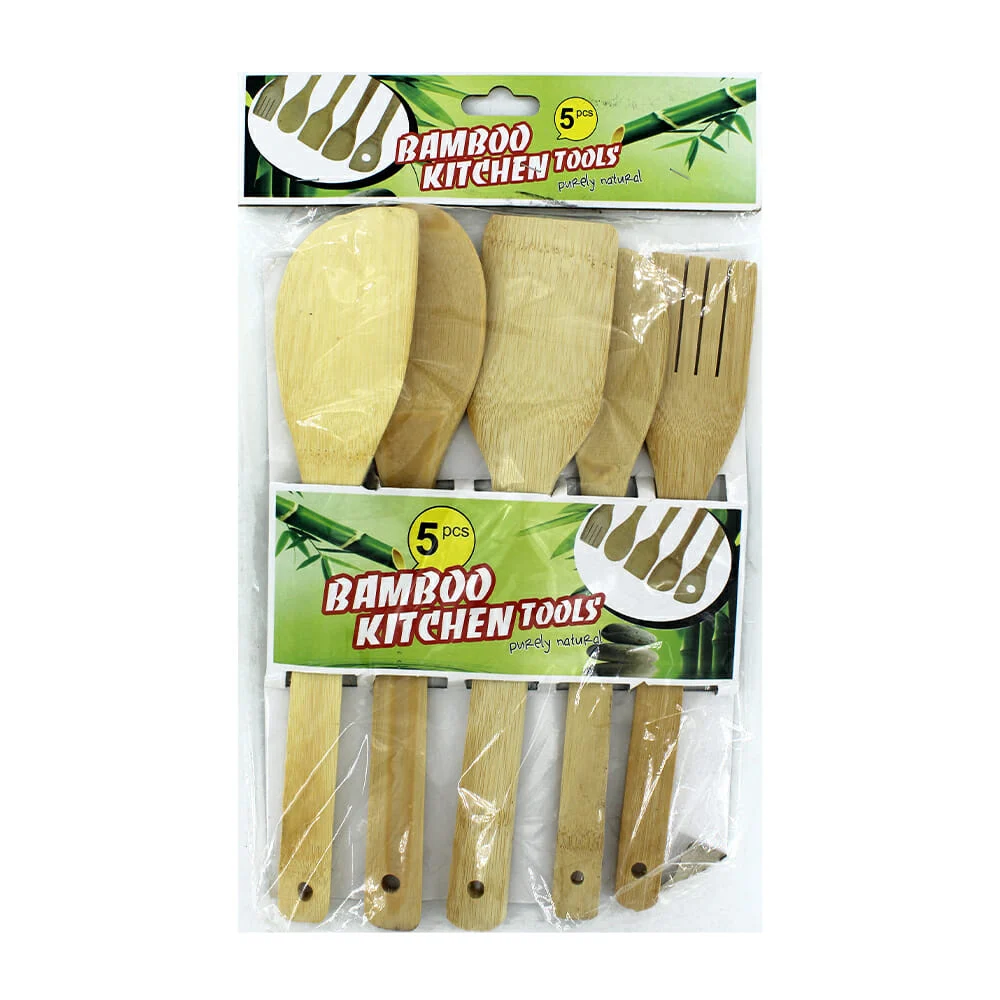 Paquete con 4 o 5 utensilios de bambú para cocina, 30cm / bamboo kitchen tools