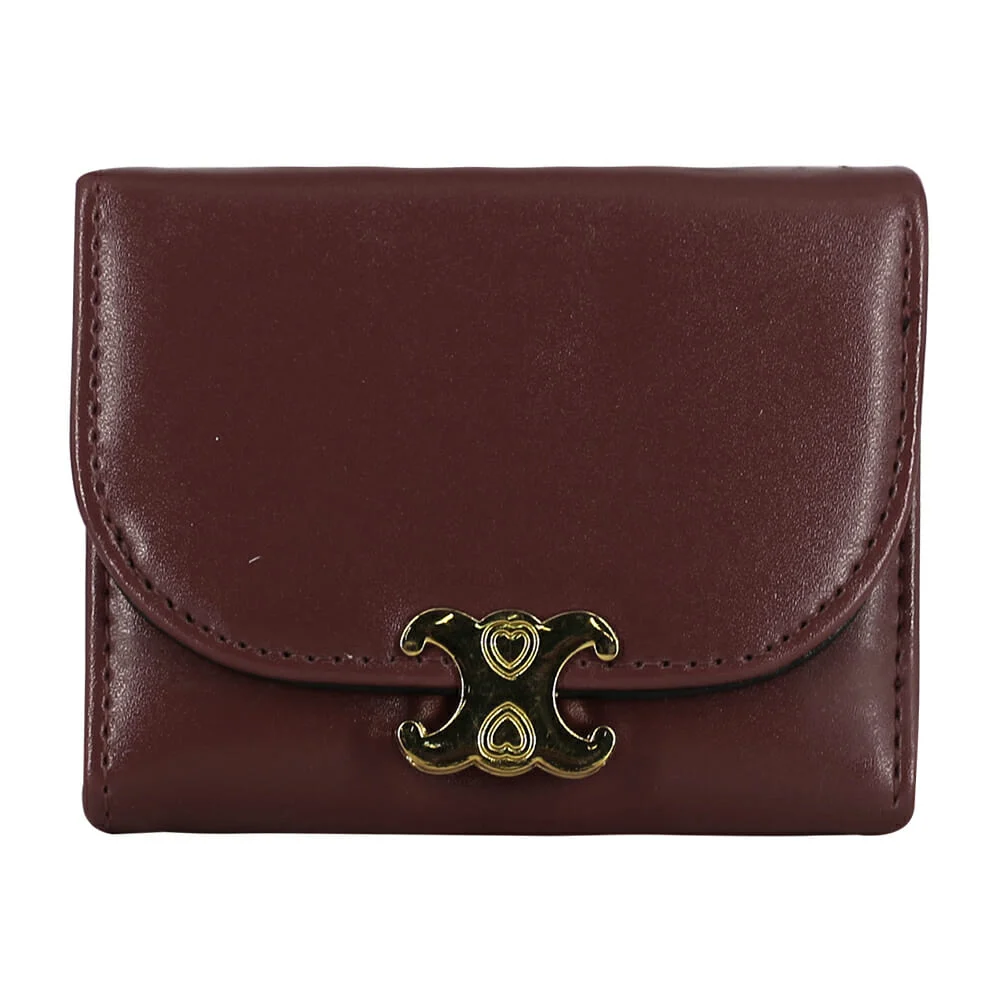 Cartera - monedero, de piel sintética, broche dorado con corazones de…