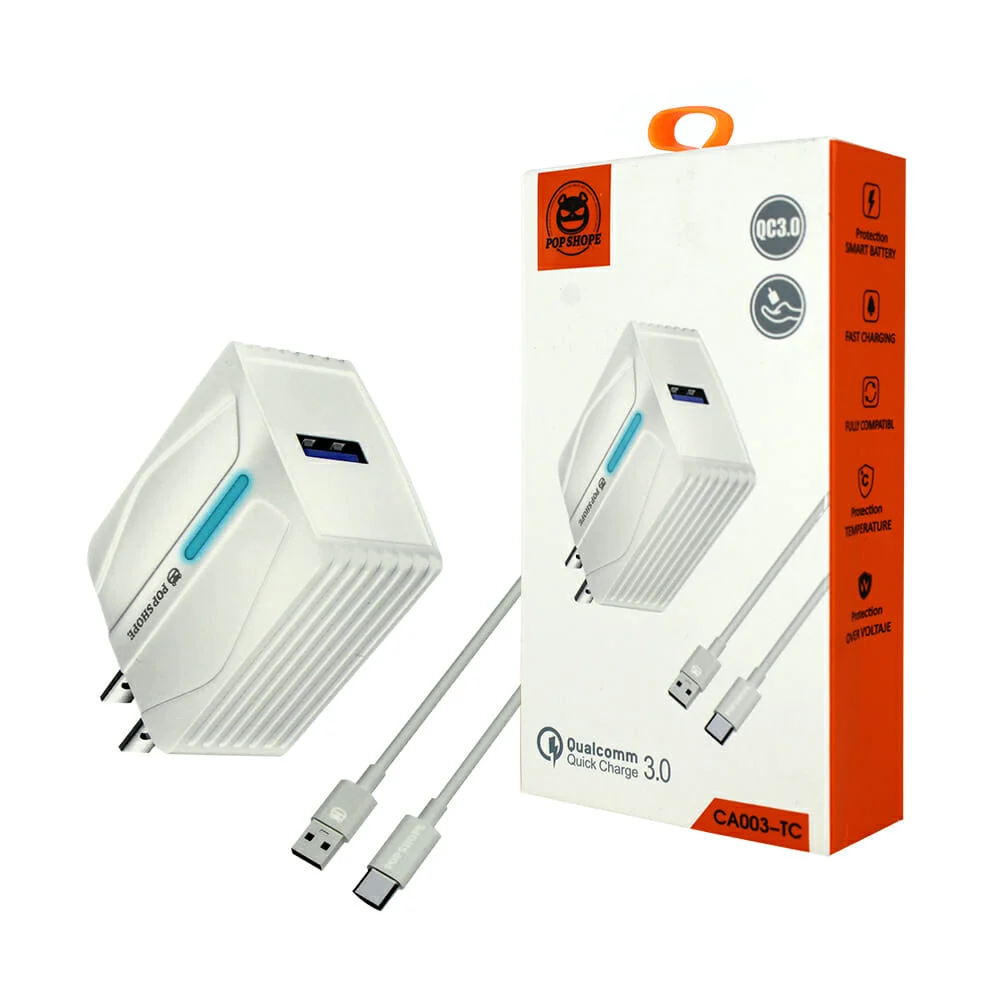 Combo cargador con cable de entrada usb a tipo-c, 3.0 / qc3.0 / ca003…