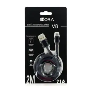 Cable 1hora tipo v8 para carga y transferencia de datos 2 metros / ca…