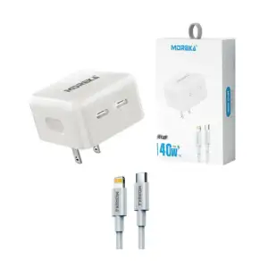 Combo cargador moreka con cubo doble puerto usb-c y cable 1 metro tip…