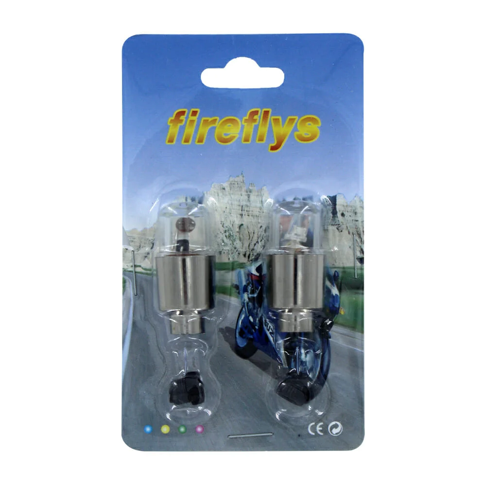 Blíster de 2 válvulas fireflys con luz led para llantas / mt033 / R759
