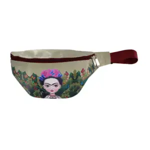 Cangurera de piel con un compartimiento, estampado de frida kahlo y c…