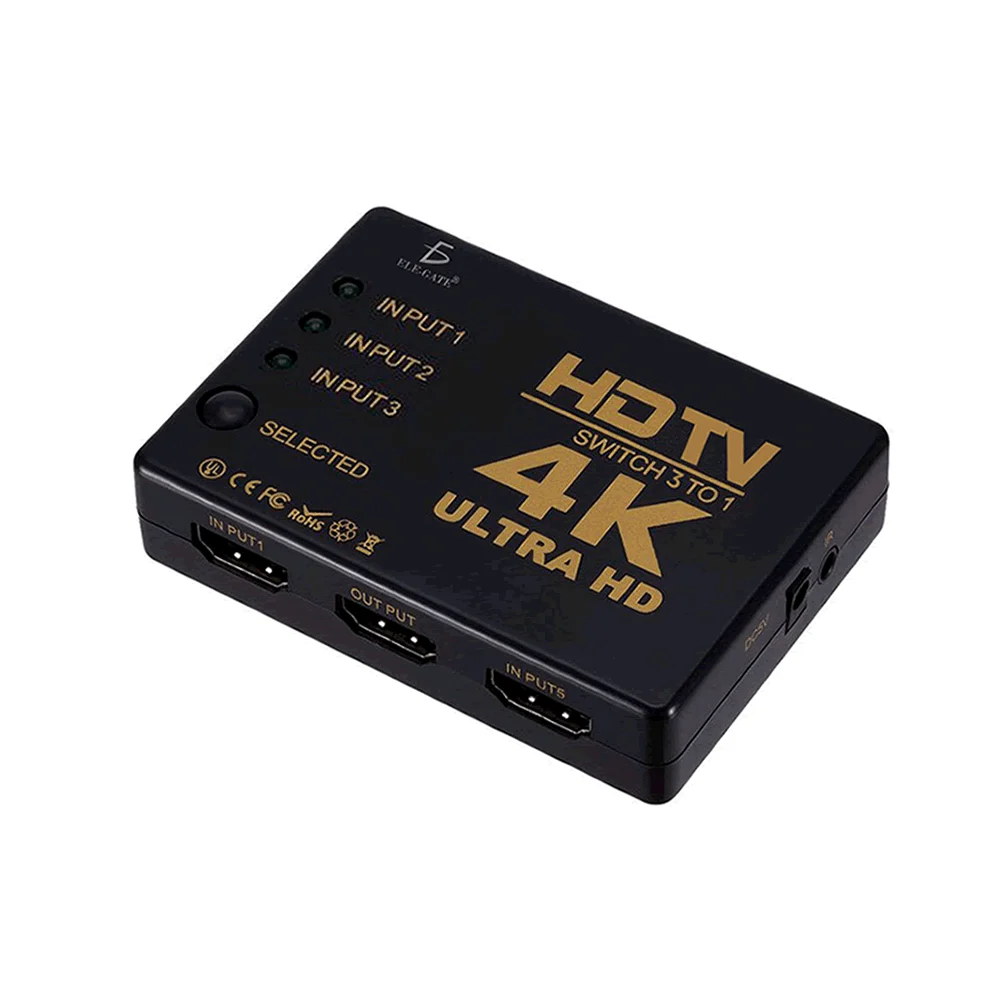Switch hdmi 4k con control remoto para ps3, xbox, pc, laptop, + 3 pue…