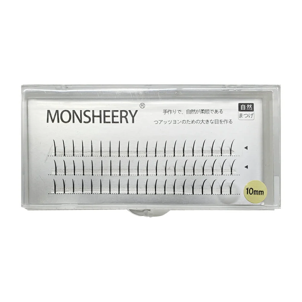 Pestañas 1x1 / estuche con fondo plateado 10mm/ monsheery q221