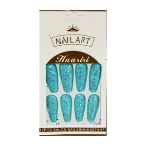 Set de 12 uñas postizas con diamantina, variedad de colores / nail ar…