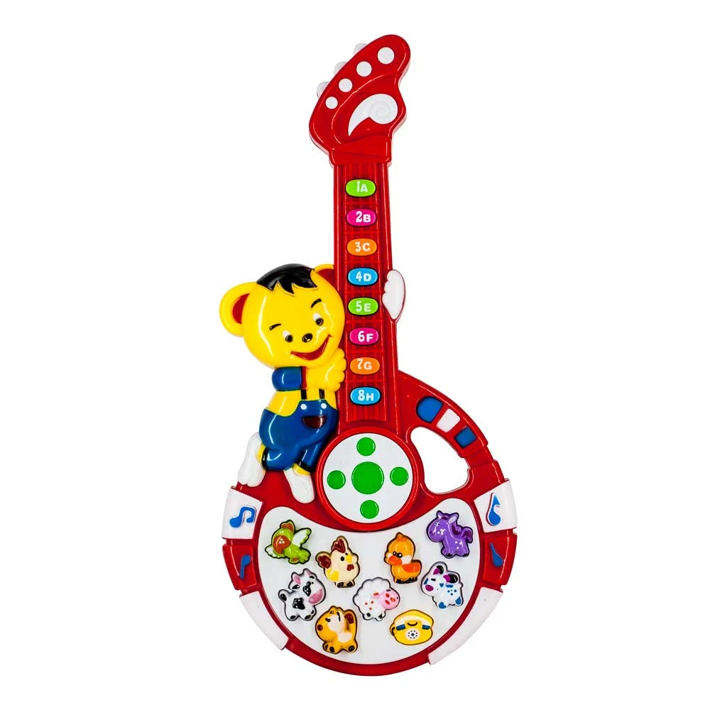 guitarra musical infantil con luz y sonido de animales, en forma de b…
