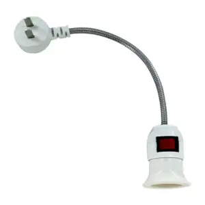 1pza Clavija bifásica con cable metálico flexible y socket con interr…