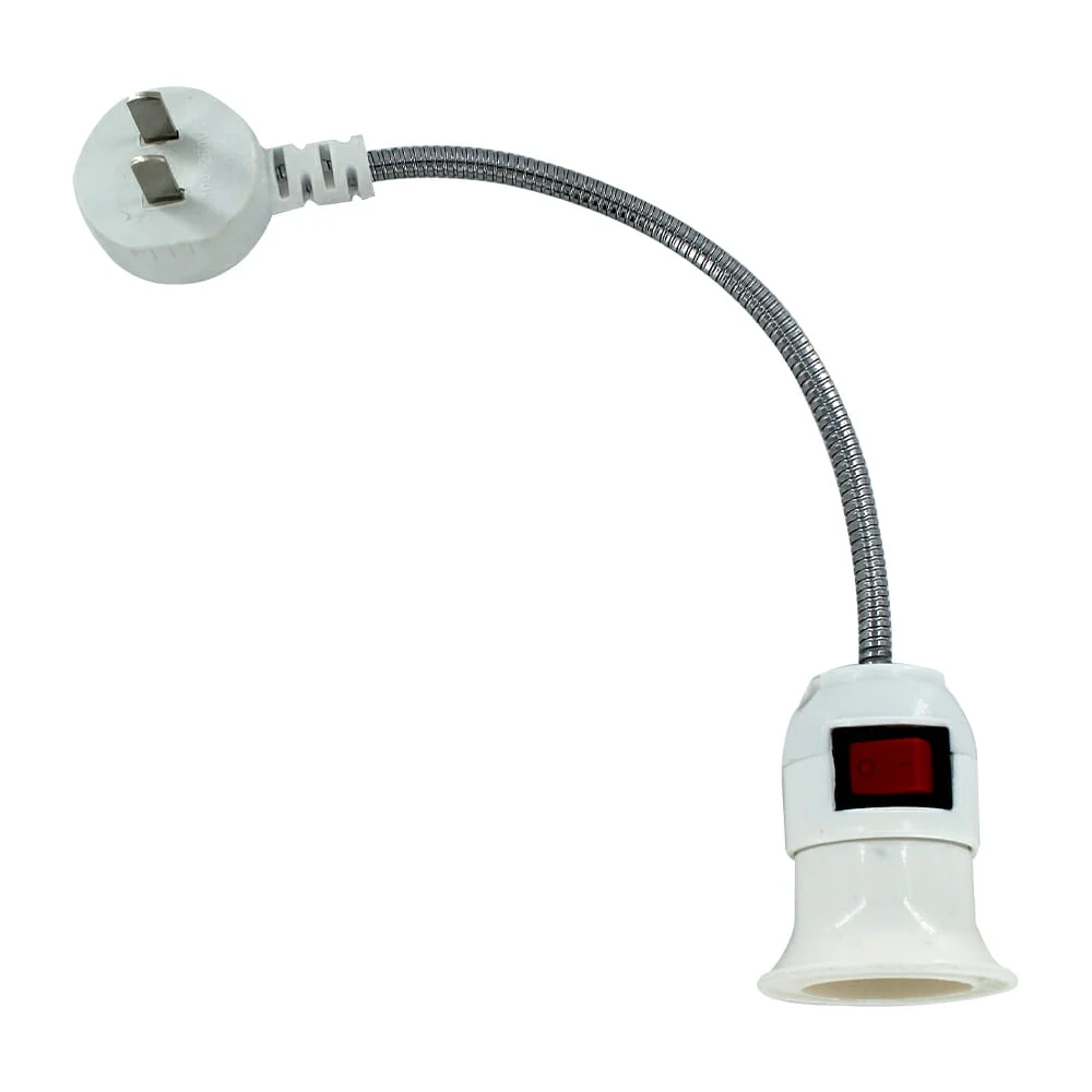 1pza Clavija bifásica con cable metálico flexible y socket con interr…