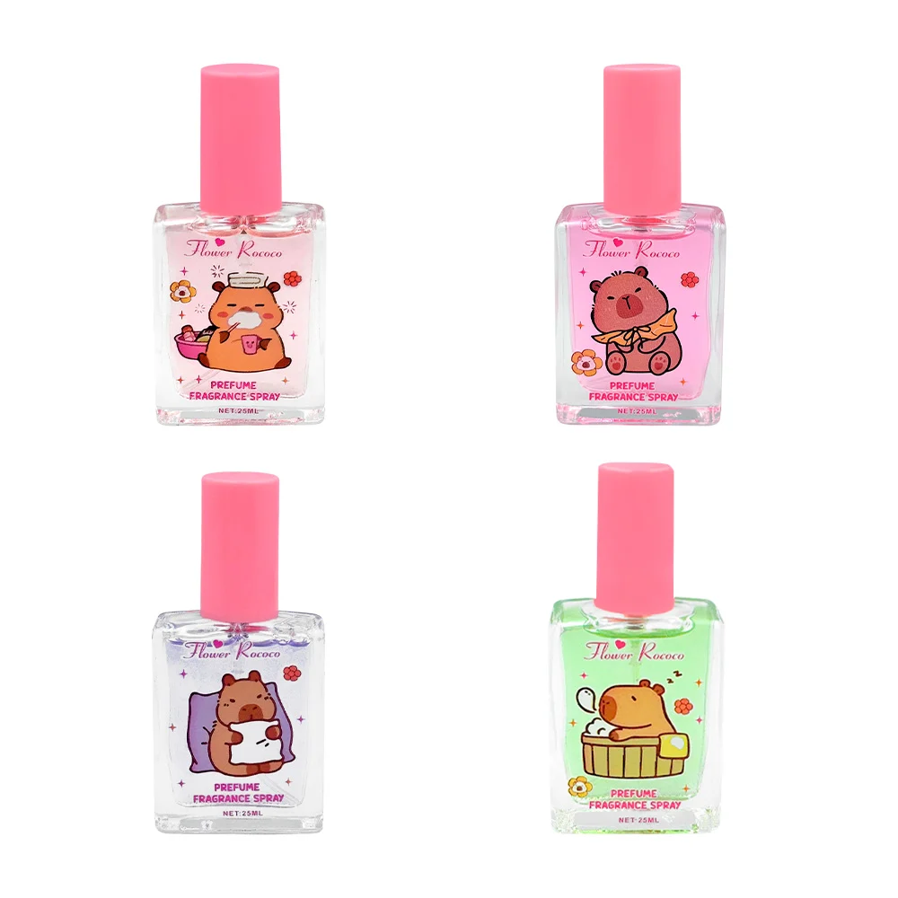 Mini perfume infantil en spray flower rococo con fragancia para niña + estampado de capibara, variedad de colores / d-57