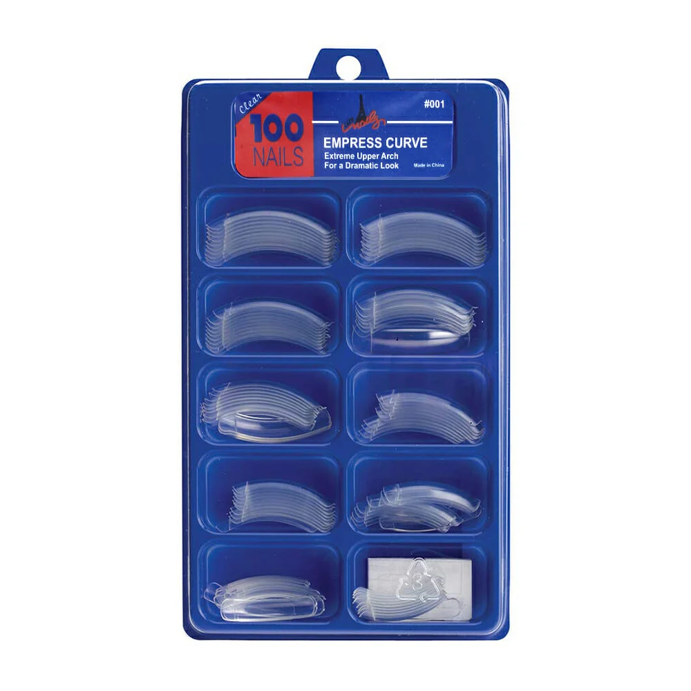 Estuche con 100 uñas postizas de forma curva, transparentes, variedad…