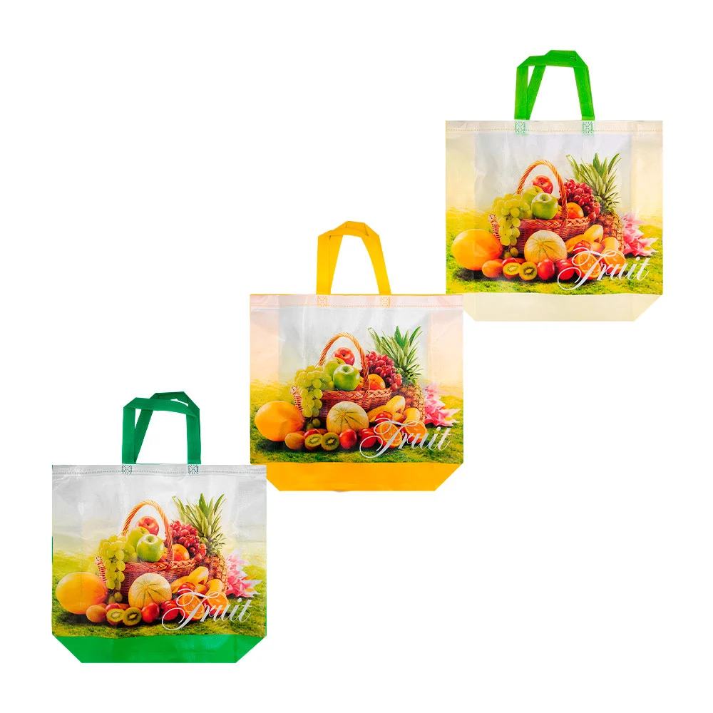 1pza Bolsa ecológica cuadrada con estampado de frutas,asa agarradera …