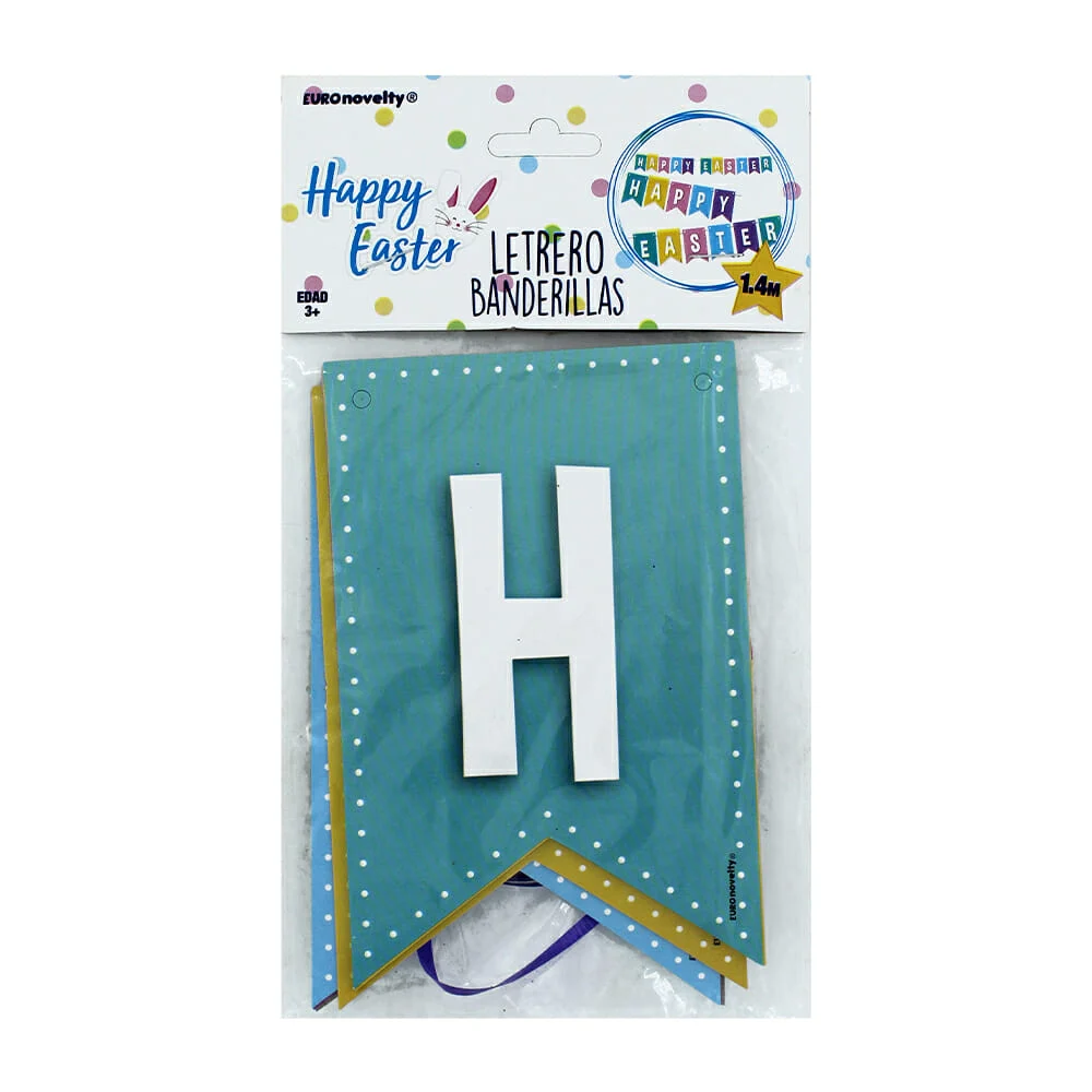 Banderín letrero euro novelty happy easter de 11 piezas con listón de…