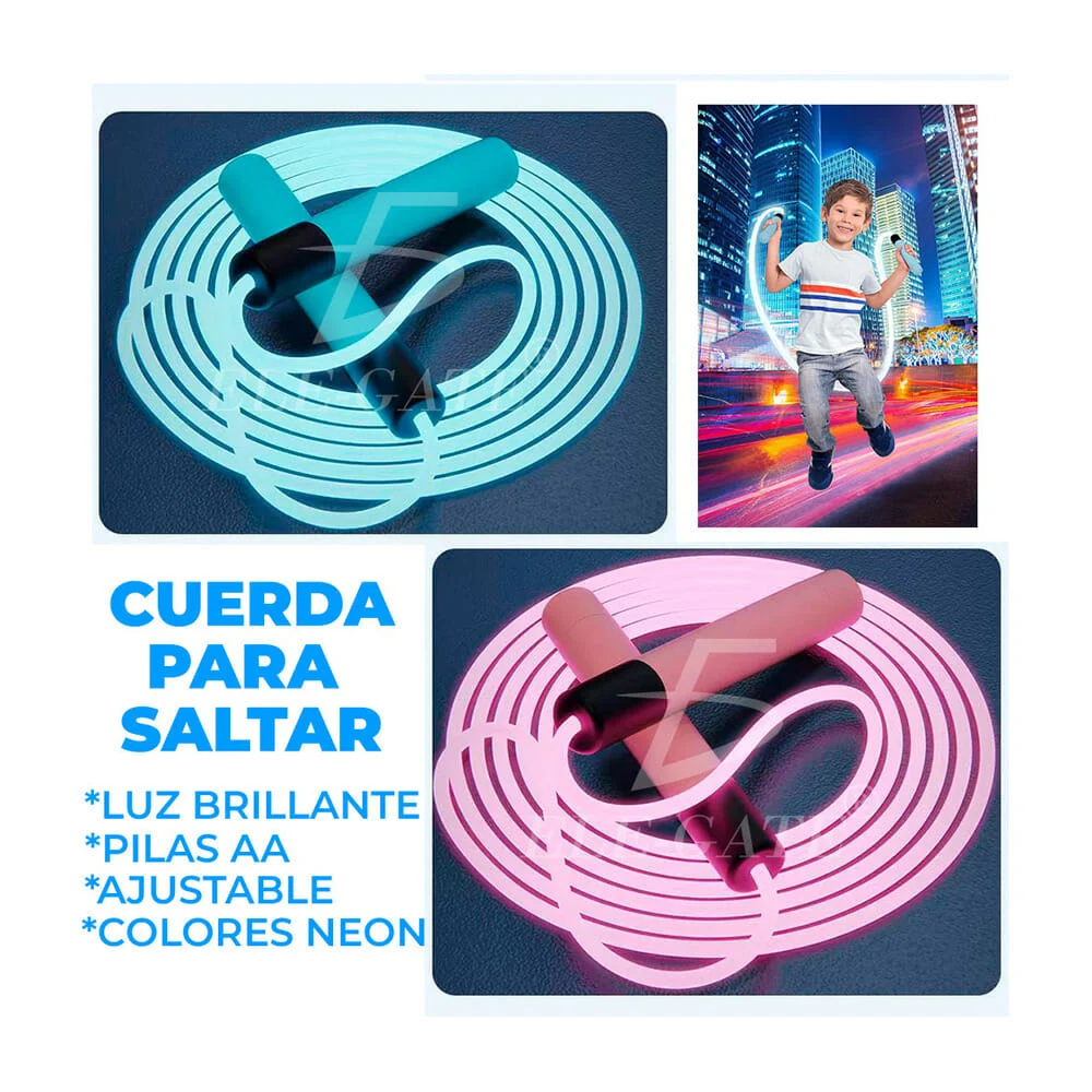 Blíster con cuerda transparente para saltar, con luz led a baterías +…