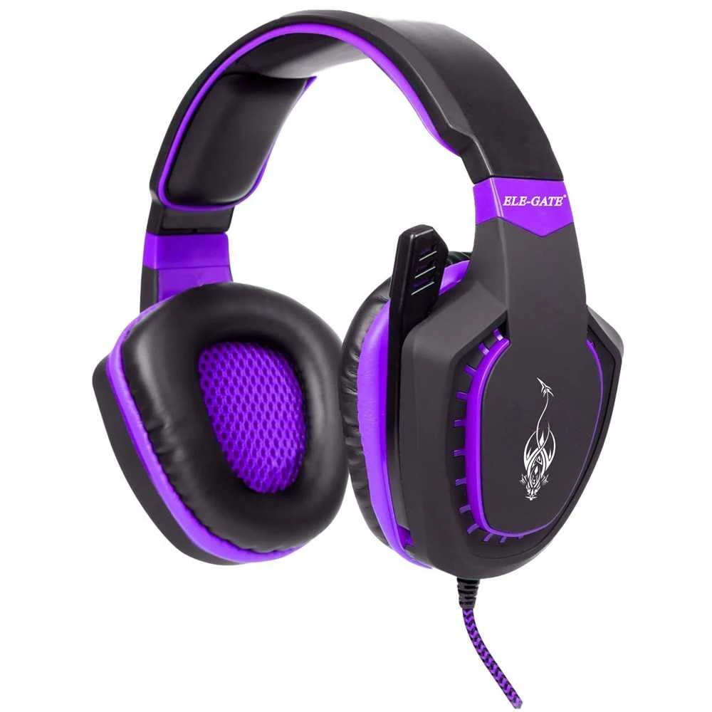 Audífonos alámbricos de diadema acolchada gamer, con luz led y micróf…