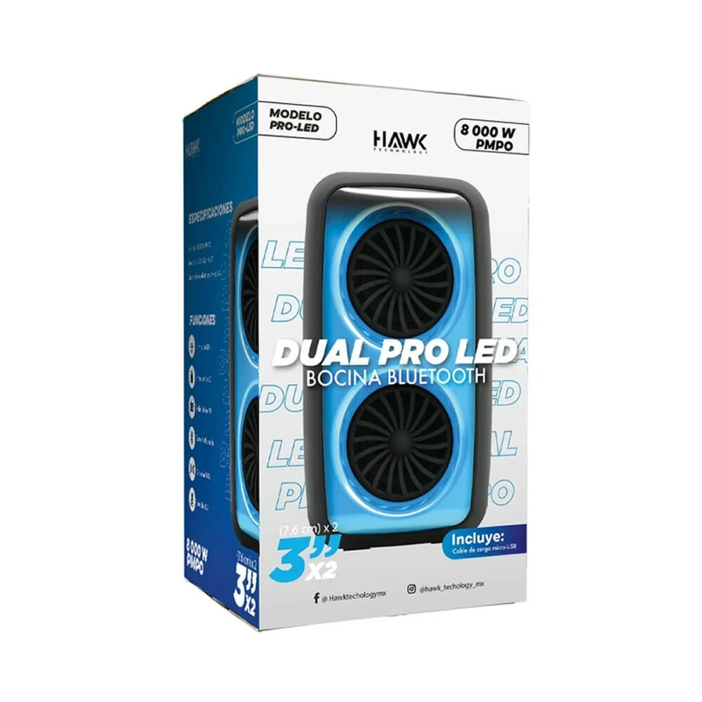 Bocina bluetooth doble 3x2 con luz multicolor, con entrada usb y sd, …