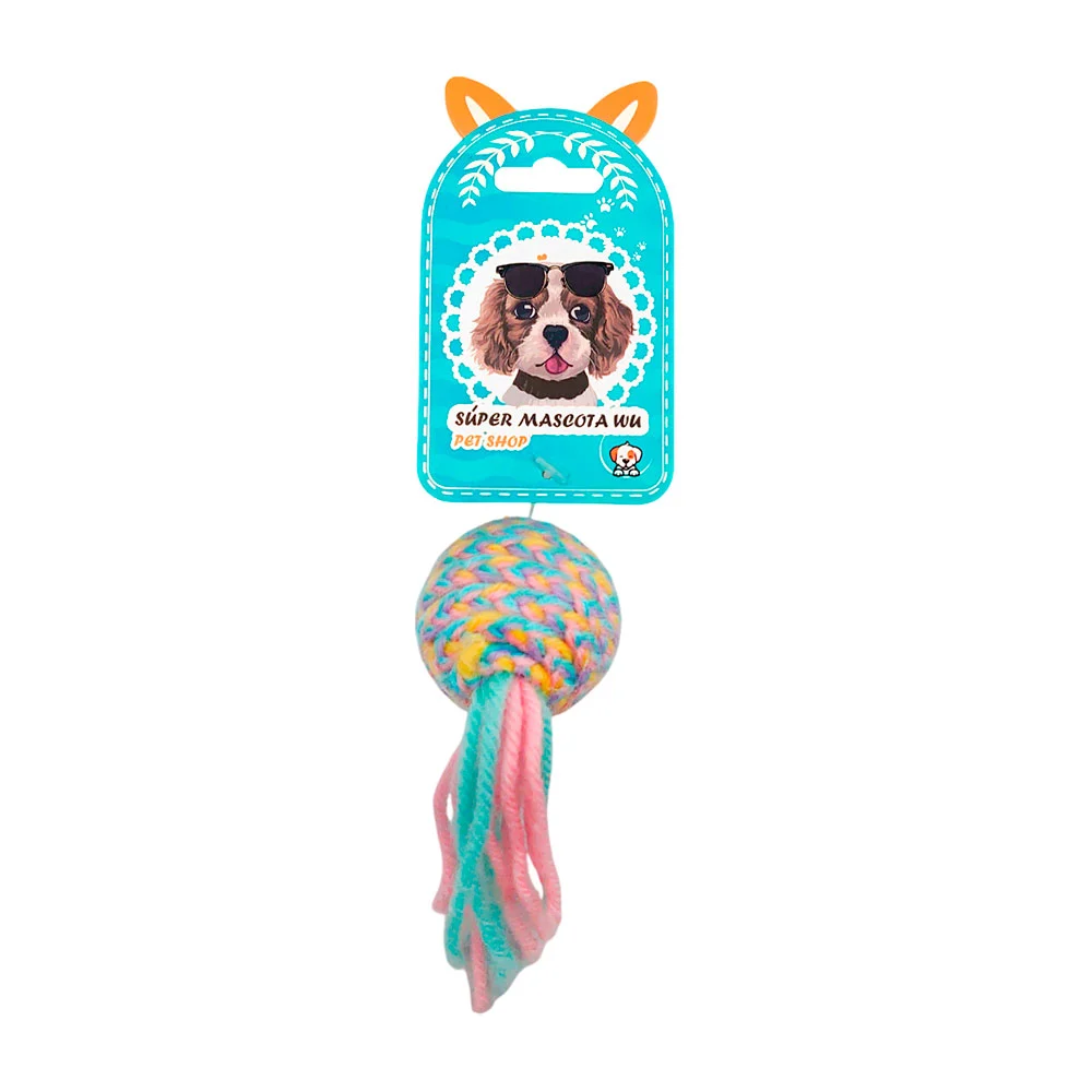 Juguete pequeño redondo con estambre trenzado y sueltos, colores past…