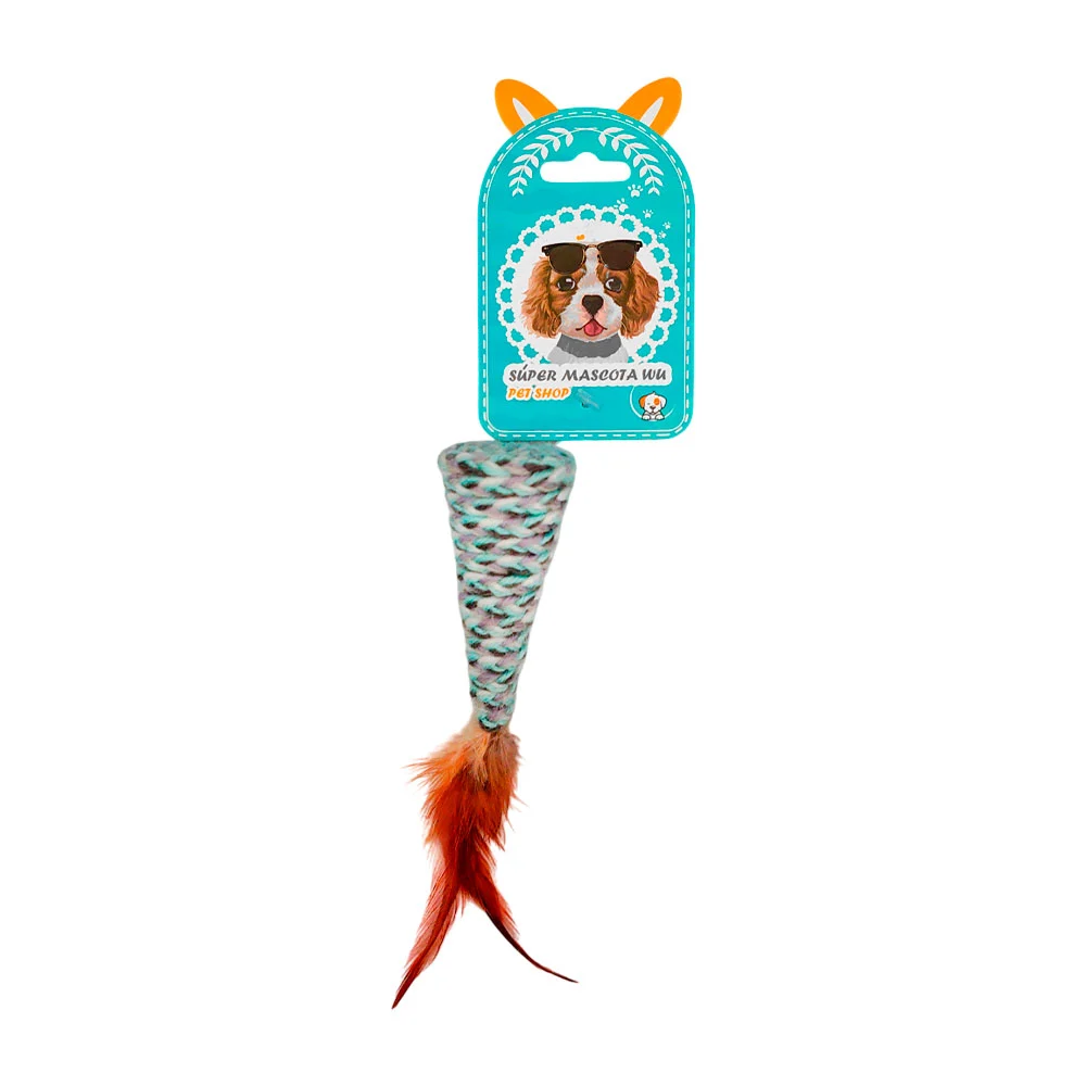 Juguete rascador en cono con estambre y plumas, 8cm, color surtido / …