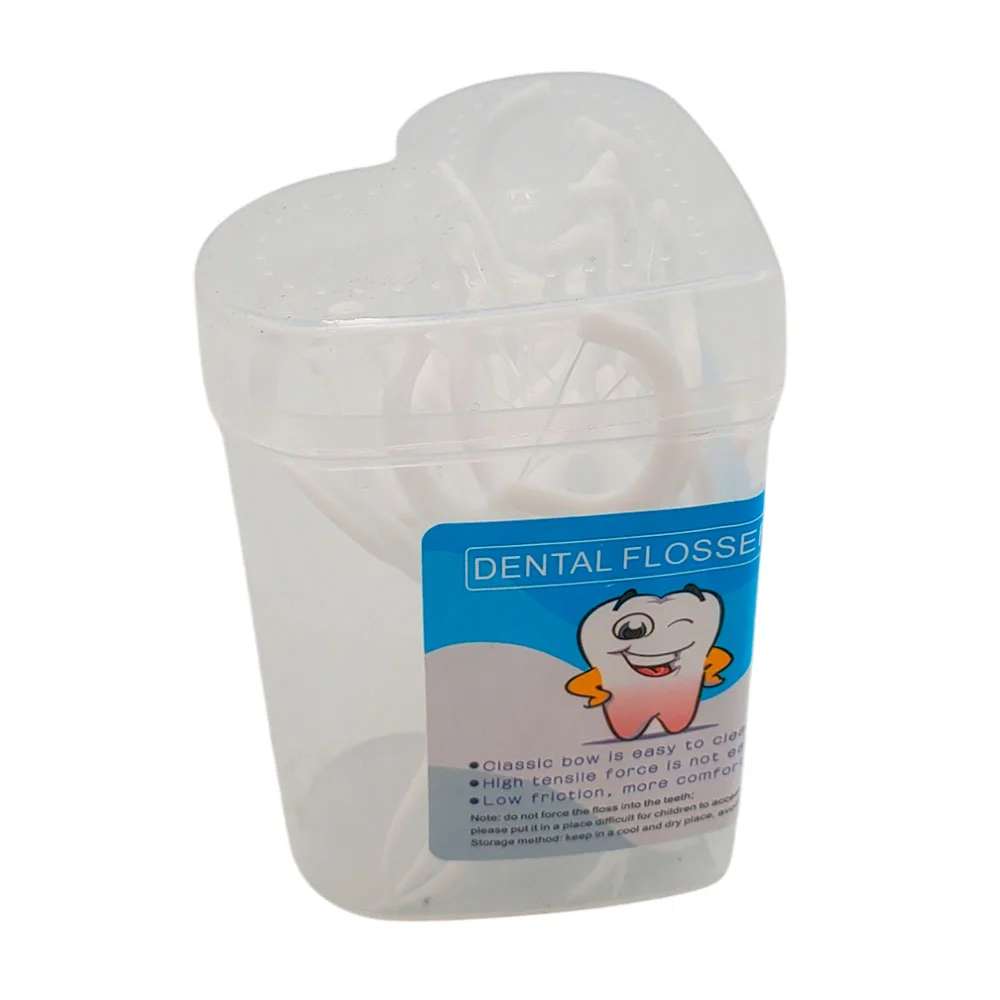 Bote transparente en forma de corazón con 30 palillos de hilo dental,…