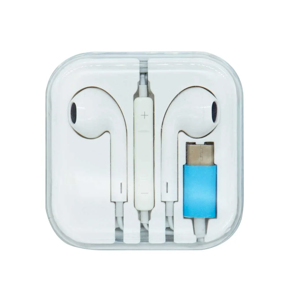 Audífonos alámbricos tipo earpods, con controlador de volumen y entra…
