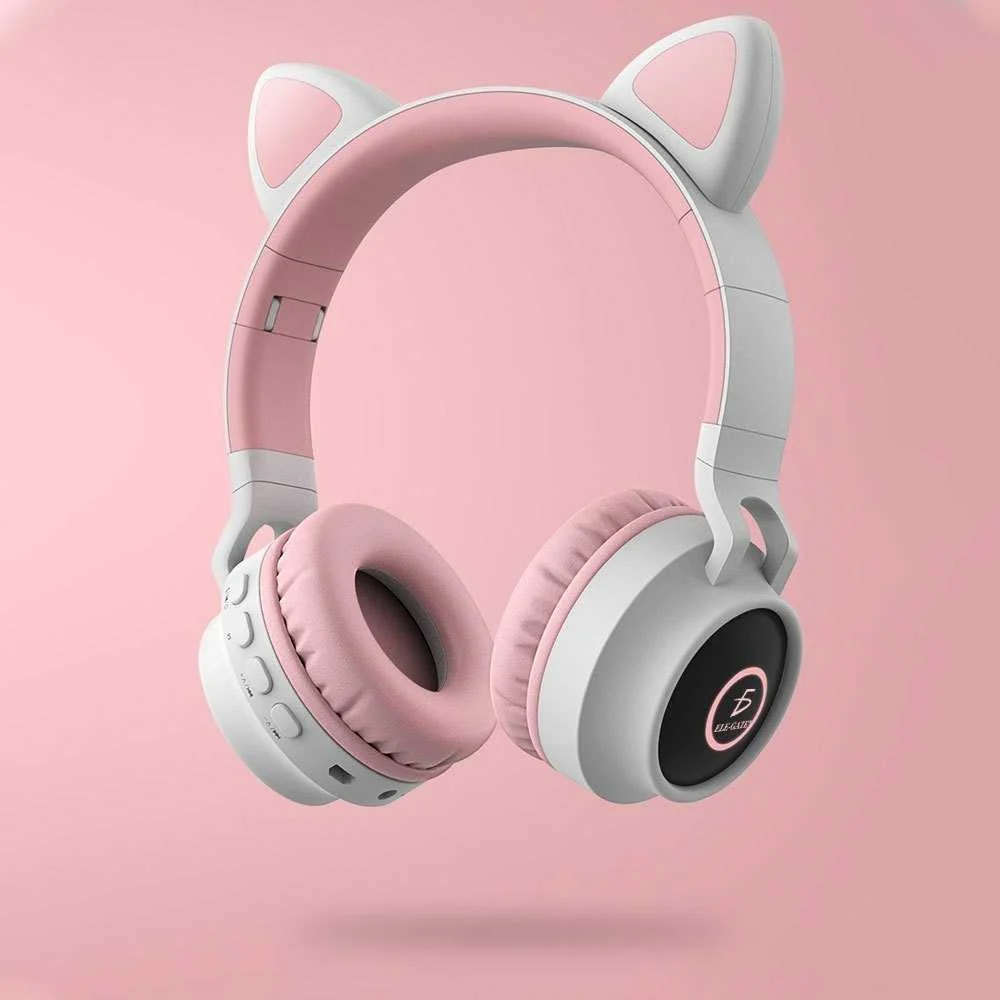 Audífonos de diadema inalámbricos con decoración de orejas de gatito,…