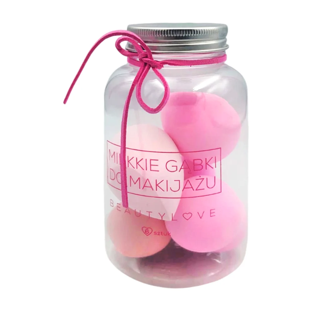 Tarro transparente con 6 esponjas aplicadoras de maquillaje, variedad…